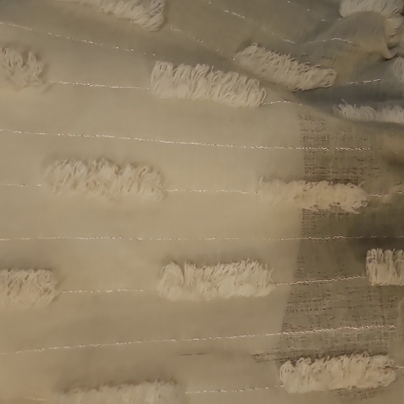 ZARA Cream Textured Metallic Gold Balloon Sleeve Oversized Sheer Blouson Top - Picture 4 of 7